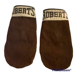Vintage Leather Roberts Boxing Gloves Speed Bag Adult Size Brown Sporting